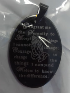 Serenity Prayer Pendant Black Oval